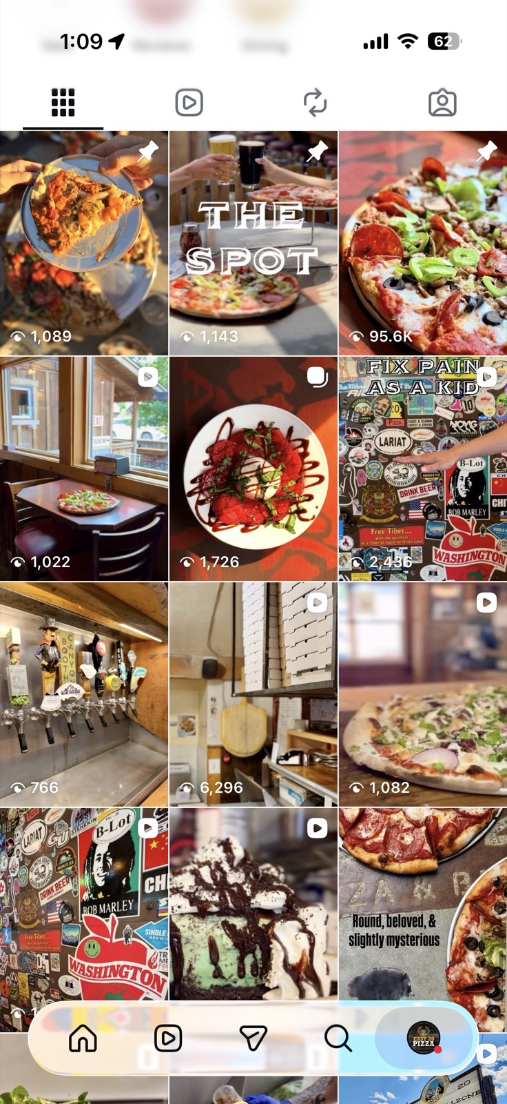 Instagram grid preview for @east20pizza